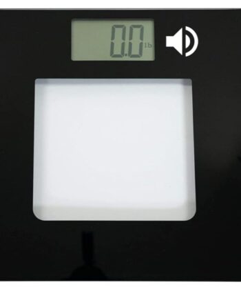 Talking Digital Scale Extra Wide Glass - Accurate Visual & Voice Display Scale for Body Weight - 395 Pounds Max - Wide Width Tamper Glass - Large LCD Display - Tap Auto On & Off
