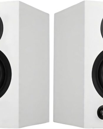 Bluetooth Bookshelf Speaker, 50W X 2 Active TV Speaker with 4” Woofer, Turntable Speaker with Optical// Input for /TV and ojector (White)