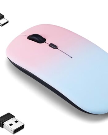 Wireless Bluetooth Mouse,LED Dual Mode Rechargeable Silent Slim Laptop Mouse,Portable(BT5.2+USB Receiver) Dual Mode Computer Mice,for Laptop,Desktop Computer,ipad Tablet,Phone,TV (Pollen blue)