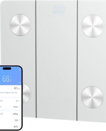 Smart Scale for Body Weight, Digital Bathroom Scale with LED Display, 12 Body Composition Metrics, Body Fat BMI Health Monitor, Bluetooth Sync with Apps, 400lb Capacity, Tempered Glass