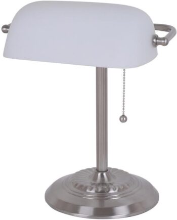 Traditional Desk Lamp, White, Smart Home Capable for Home Office, Dorm, Apartment, Corded with Adjustable Lighting, 13.5"