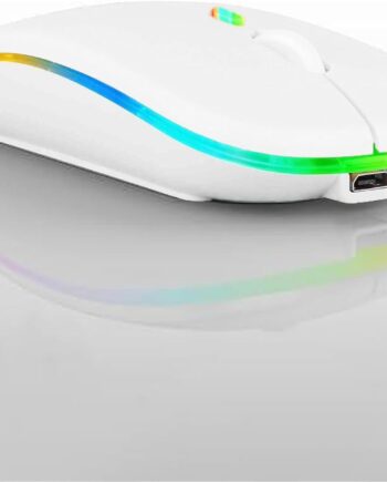 Wireless Bluetooth Mouse,LED Dual Mode Rechargeable Silent Slim Laptop Mouse,Portable(BT5.2+USB Receiver) Dual Mode Computer Mice,for Laptop,Desktop Computer,ipad Tablet,Phone,Mac (White)