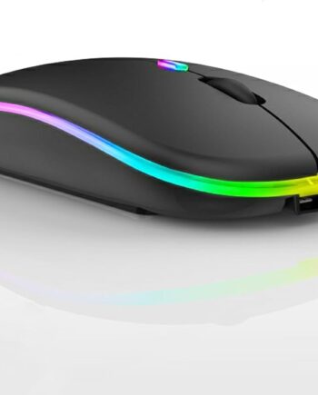 Wireless Bluetooth Mouse,LED Dual Mode Rechargeable Silent Slim Laptop Mouse,Portable(BT5.2+USB Receiver) Dual Mode Computer Mice,for Laptop,Desktop Computer,ipad Tablet,Phone,TV (Black)