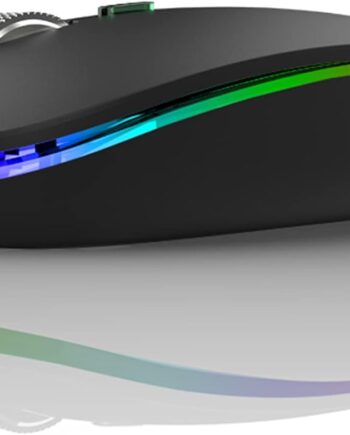 Wireless Bluetooth Mouse, LED Slim (Bluetooth 5.1/5.0 + USB) 2.4GHz Rechargeable Silent Bluetooth Wireless Mouse with Type C Adapter for Laptop/MacBook/iPad OS 13 and Above (Matte Black)