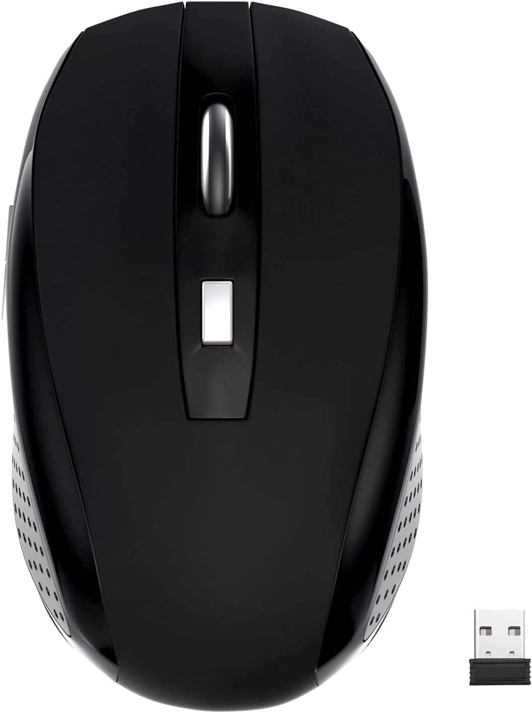 Wireless Mouse, 2.4Ghz Wireless Computer Mouse 1200,6 Buttons with Receiver for Laptop,PC,Chromebook,Computer,Notebook,Office (Battery not Included, Black)