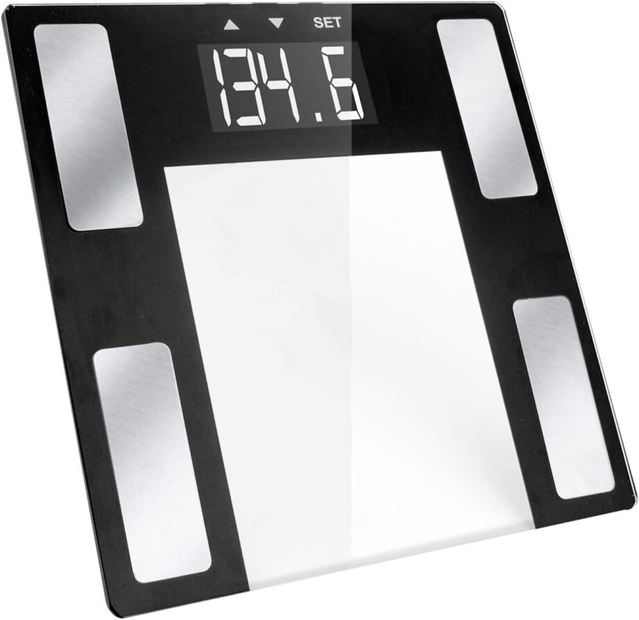 Body Analysis Digital Bathroom Scale With An Easy To Read LCD Display Wireless Weight Smart Body Fat Scale Sleek Tempered Glass Platform, Large Display, 400 Pounds, Silver