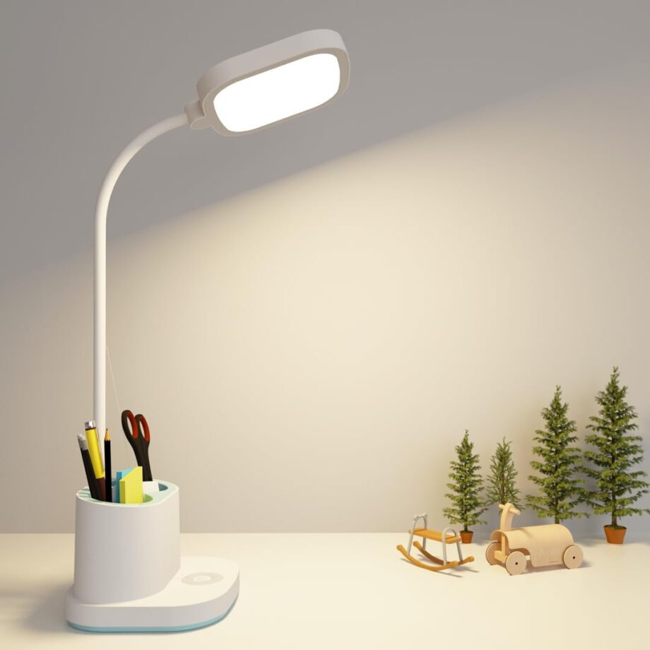 Desk Lamp  Desk Light 3 Reading Light Modes with Pen Holder for College Dorm Essentials, White