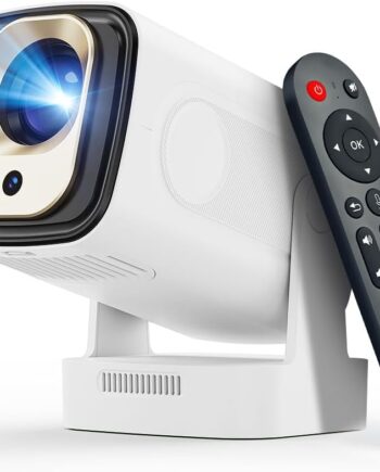 【Auto Focus&1080P】 Mini Smart Projector with 4K Support, Portable Projector with Wifi and Bluetooth, 5W Speaker, Built in Apps, Voice Control, Outdoor Movie Projector