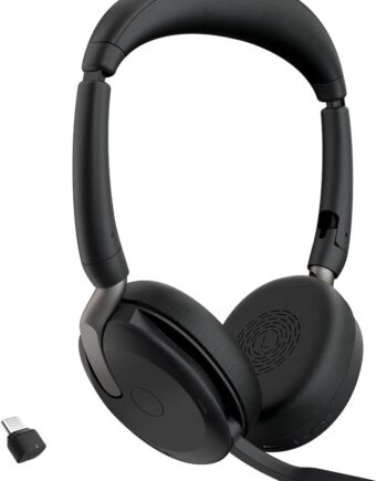 Wireless Stereo Headset - Bluetooth, Noise-Cancelling  Technology & Hybrid  Works with All Leading  Platfo Sh As - Black