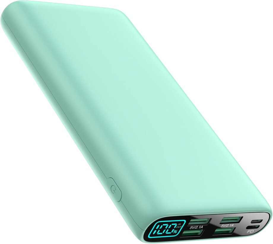 Portable Charger 38800mAh,LCD Display Power Bank,5 USB Outputs Battery Pack Backup,USB-C in&out Dual Input Phone Charging Compatible with iPhone 16/15/14 Pro,-Green