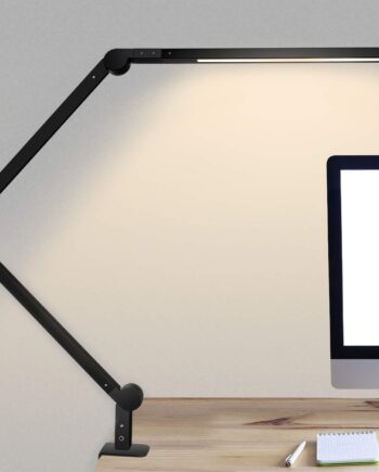 Desk Lamp with Clamp | Swing Arm Desk Light | Eye Caring Table Lamp, Dimmable, 5 Color Modes, Memory, Timer | Modern Architect Desk Lamps for Home Office Study Work Task Drafting Workbench