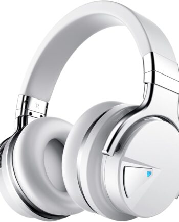 E7 Active Noise Cancelling Headphones Bluetooth Headphones with Microphone Deep Bass Wireless Headphones Over Ear, Comfortable Protein Earpads, 30 Hours Playtime for Travel/Work, White