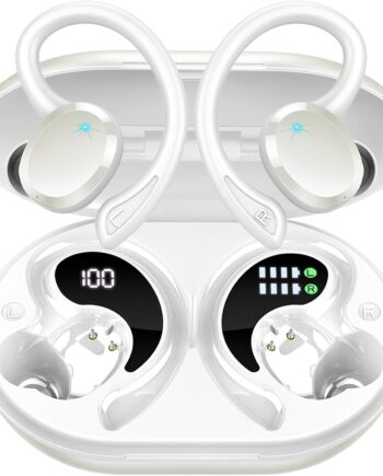 Bluetooth 5.4 Headphones Sport, 2025 Wireless Ear Bass  Stereo Over Ear , 56Hrs Noise Cancelling Headset with Earhook,  Waterproof Earphones Workout Running for Laptop Pad