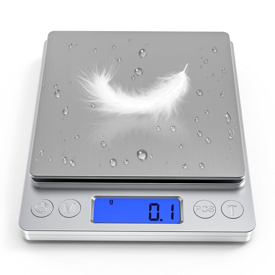 Rechargeable Digital Food Scale with Gram and Ounce, Measuring Range 0.1g/3kg(6.6lb), Smart Kitchen Scale for Food, Baking, Cooking, Sourdough Bread, Weight Loss - Small Kitchen Gadget Product