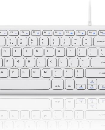 Wired Quiet USB Scissor Keyboard - 14.45x4.76x0.70 Inches - Compact Design with Number Pad - White - US English