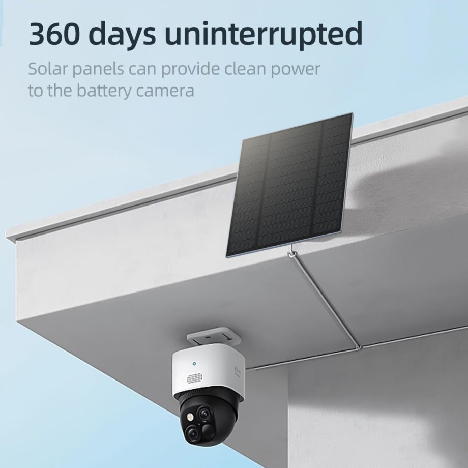 3PC 5W Solar Panel for Security Camera, Solar Panel with  USB & USB-C Port for DC 5V Outdoor Rechargeable Battery Camera, IP65 Waterproof, 360° Adjustable Security Mount, 9.8ft Cable