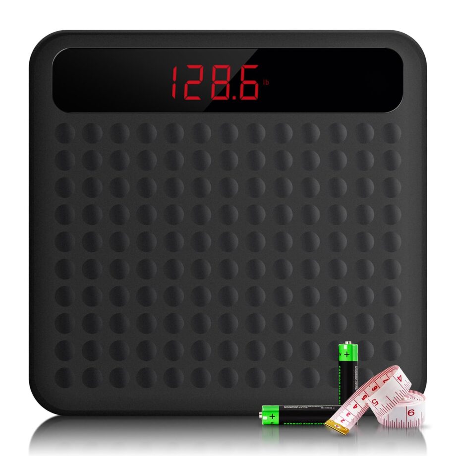 Digital Body Weight Bathroom Scale, High Precision Measurements Scales with Step-On Technology, Large Non Slip Silicone Platform and LCD Digital Display, 400lbs/180kg Capacity