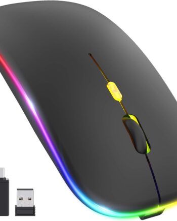 【Upgrade】 LED Wireless Mouse, Slim Silent Mouse 2.4G Portable Mobile Optical Office Mouse with USB & Type-c Receiver, 3 Adjustable DPI Levels for Notebook, PC, Laptop, Computer, MacBook (Black)