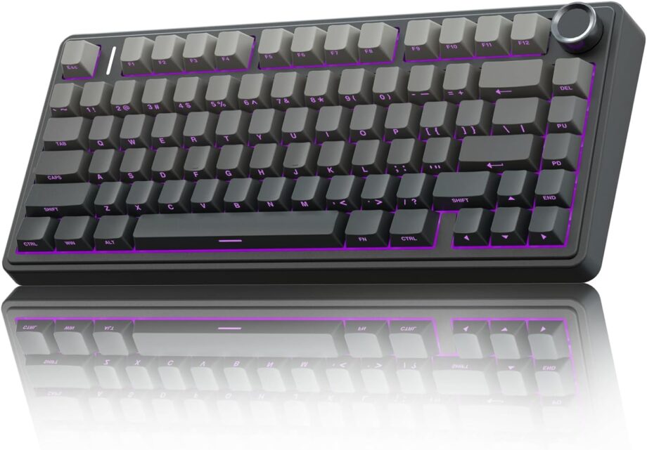 Pro Wireless Mechanical Keyboard,75% Hot Swappable Custom Keyboard with Knob,RGB Backlit,Pre-lubed  Switches,Side Printed PBT Keycaps,2.4GHz/USB-C/BT5.0 Mechanical Gaming Keyboards