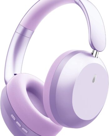 Bluetooth Headphones Wireless Over Ear with Microphone 48 Hours Playtime, High Sound Quality Foldable Soft Earpads Earphones for Travel - Purple