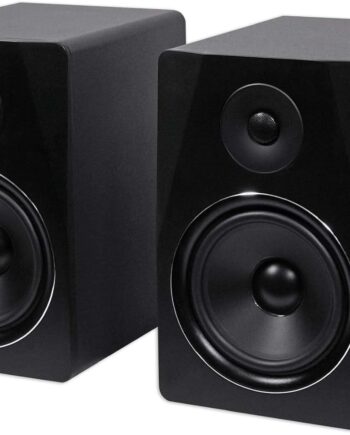 Powered  Studio Monitor Speaker  in Black, 8", 2-Way, 500W, ,  Wood, , Perfect for Stud, Recording, Music