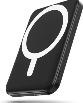 Battery Pack, 5000mAh Magnetic Power Bank with Type-C Cable 20W PD Fast Charging Lighting Input Wireless Portable Charger for iPhone 16/15/14/13/12/ All Series-Black