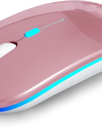 Wireless Bluetooth Mouse Rechargeable Laptop Mice with LED Use Portable(BT5.2 and USB 2.4G) Dual Mode Connection Silent Slim Computer Mouse for Laptop/iPad Tablet/Apple MacBook/PC (Rose Gold)