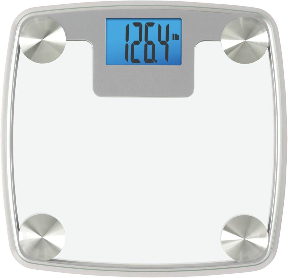 Digital Bathroom Scale, Scales for Body Weight, Auto Recognition, Measures Weight up to 440 lbs, Batteries Included, Silver