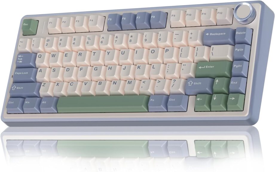 75% Wireless Mechanical Keyboard, Hot Swappable Creamy Keyboard, Pre-lubed  Switches RGB Backlit Gaming Keyboards, 2.4GHz/Type-C/BT5.0(White & Green)