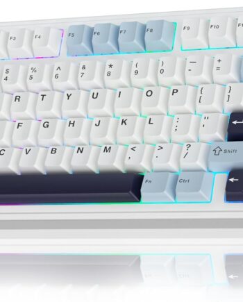 75% Wireless Mechanical Keyboard, Hot Swappable Creamy Keyboard, Pre-lubed  Switches, 2.4GHz/Type-C/BT5.0, RGB Backlit Gaming Keyboards(White & Blue)