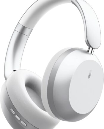 Bluetooth Headphones Wireless Over Ear with Microphone 48 Hours Playtime, High Sound Quality Foldable Soft Earpads Earphones for Travel - Silver