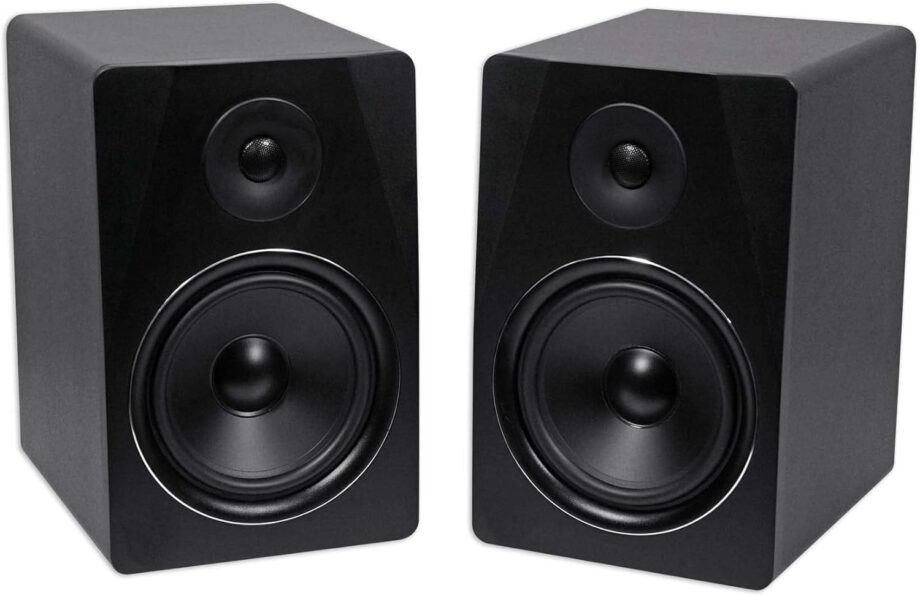 Powered  Studio Monitor Speaker  in Black, 8", 2-Way, 500W, ,  Wood, , Perfect for Stud, Recording, Music