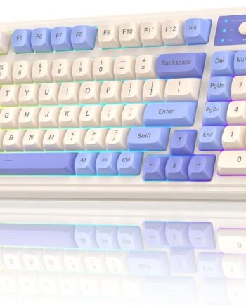99 Key Keyboard, Tri-Mode Bluetooth/2.4GHz/USB-C Cute Creamy Gaming Keyboard with Number Pad RGB Backlit, Media Knob Custom Mechanical Feel Computer Keyboards for MAC Xbox PC Gamer - Purple