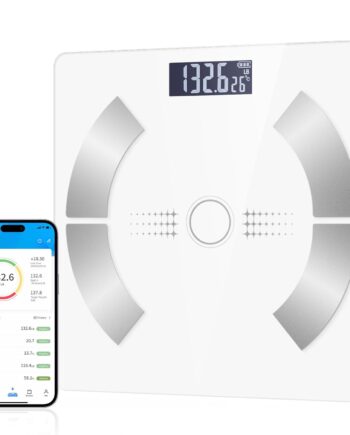 Body Composition Analyzer with Smartphone Application, Digital Simple and Practical Body Fat Scale with Led Display (White)