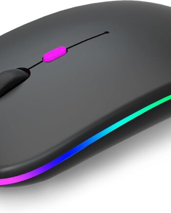 Wireless Bluetooth Mouse Rechargeable Laptop Mice with LED Use Portable(BT5.2 and USB 2.4G) Dual Mode Connection Silent Slim Computer Mouse for Laptop/iPad Tablet/Apple MacBook/PC (Black)