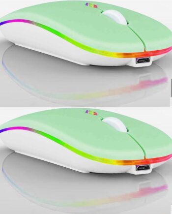 2 pack Wireless Bluetooth Mouse,LED Dual Mode Rechargeable Silent Slim Laptop Mouse,Portable(BT5.2+USB Receiver) Dual Mode Computer Mice,for Laptop,Desktop Computer,ipad Tablet,Phone,Mac(Green)