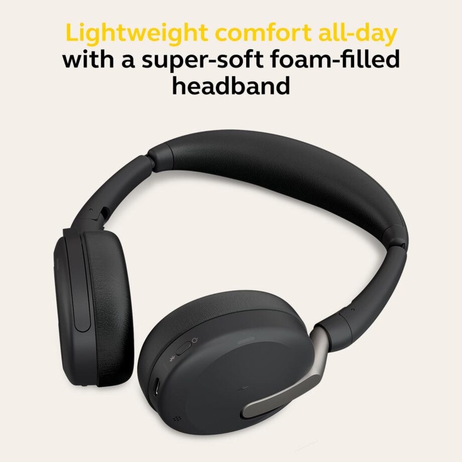 Wireless Stereo Headset - Bluetooth, Noise-Cancelling  Technology & Hybrid  Works with All Leading  Platfo Sh As - Black