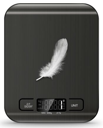 Food Scale, 11lb Kitchen Scale with 6 Units Tare Function & LCD Display, 0.05oz/1g Stainless Steel Digital Food Scale Grams and Ounces for Baking, Cooking, Dieting and Meal Prep (Black)