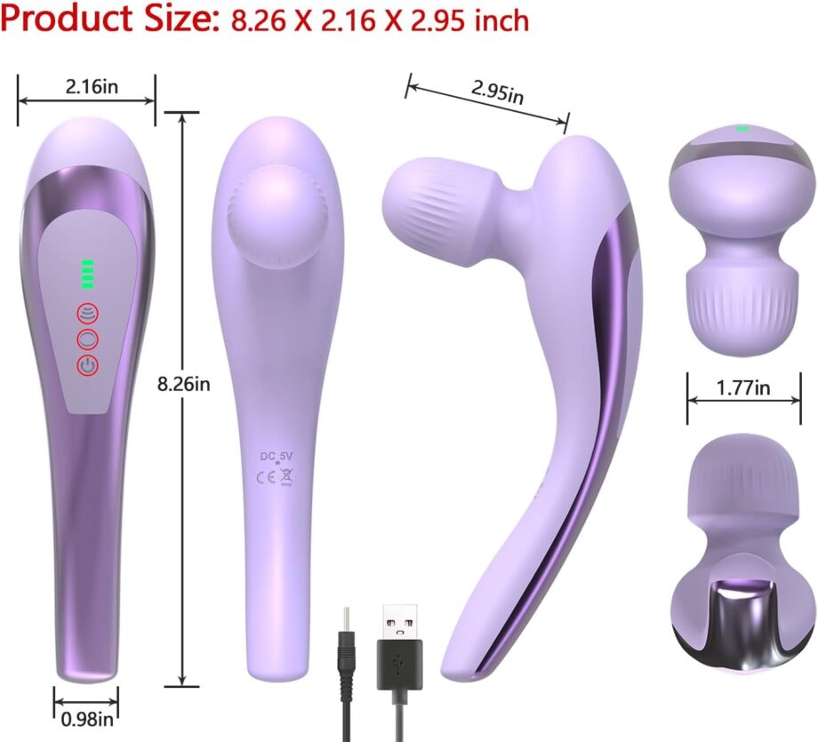 Personal Vibrating Handheld Massager-Cordless Rechargeable Electric Mini Hand Held Portable Seven Massage Wand for Full Body