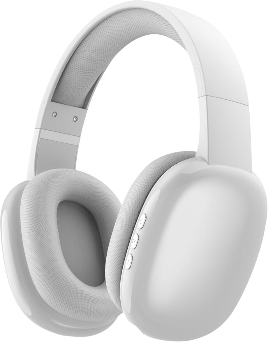 Wireless Over Ear Bluetooth Headphones with Microphone - Wireless Headset -Noise Reduction - Bluetooth, Wired,Built in Micro SD for Travel, Home, Work TV,PC,Gaming,Cellphone (Silver)