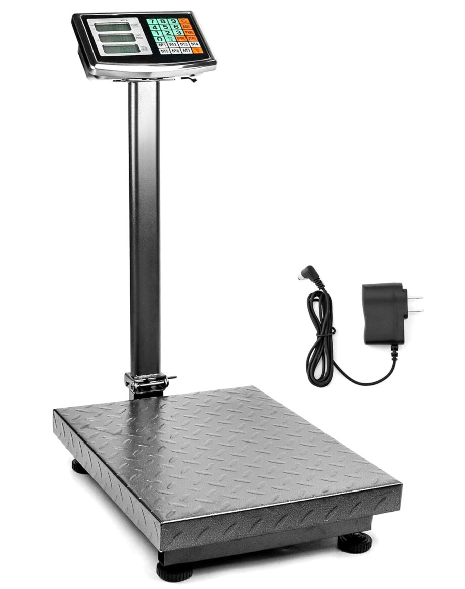 Foldable 600LB Weight Computing Postal Scale, Floor Platform Digital Scale, Accurate Warehouse Large Shipping Mailing LB/KG Calculator