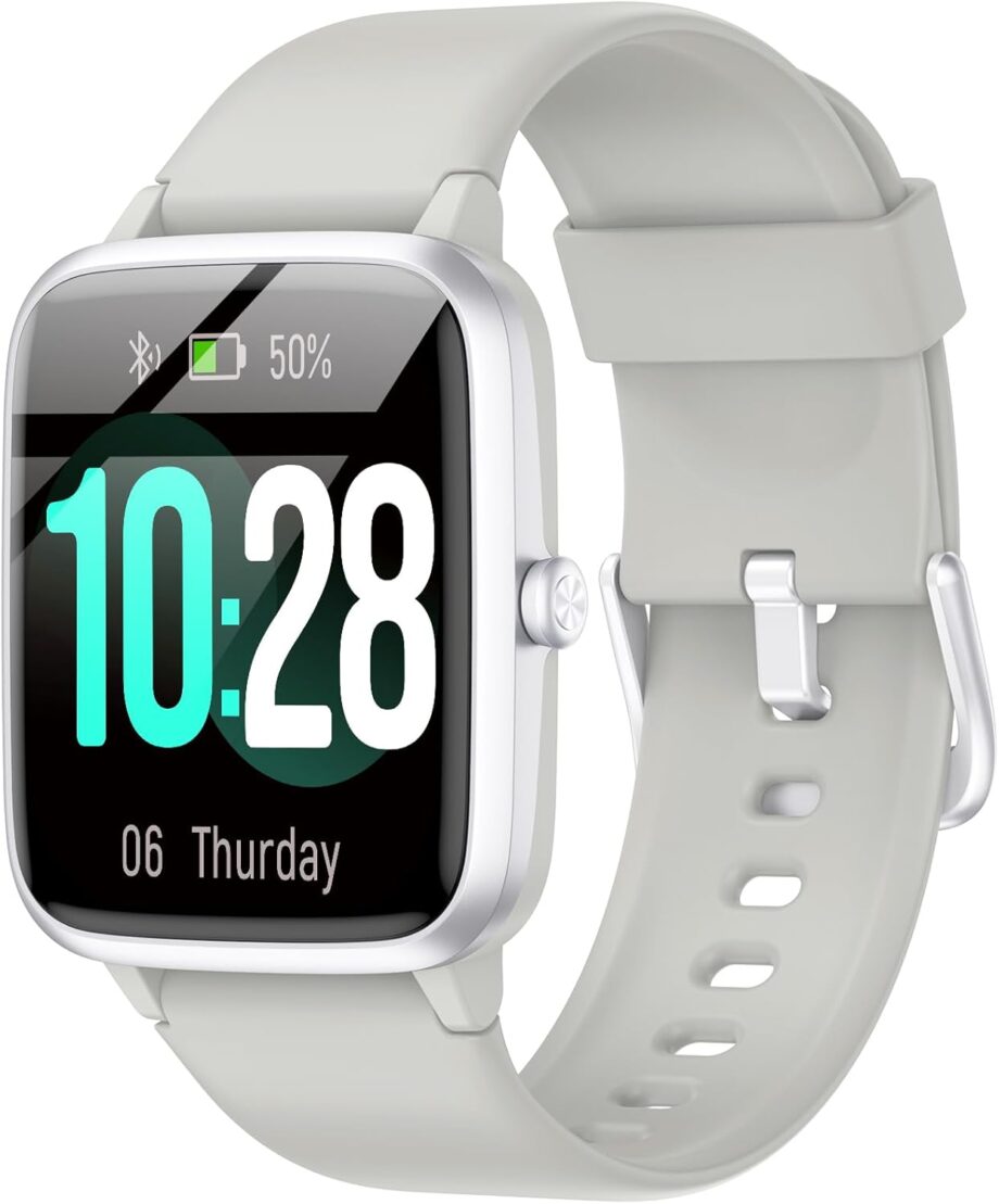 Smart Watch, 42mm Full Touchscreen Fitness Watch, Fitness Tracker with Heart Rate and Sleep Monitor, Step Calorie Counter, Swimming Waterproof Pedometer Watch for Women Men