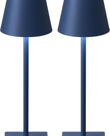 2 Pack Cordless Table Lamp,Portable  Desk Lamp, 5000mAh Battery Operated, 3 Color Steess Dimming Up, for Restaurant/Bedroom/Bars/Outdoor Party/Camping/Coffee Shop Night Light(Blue)