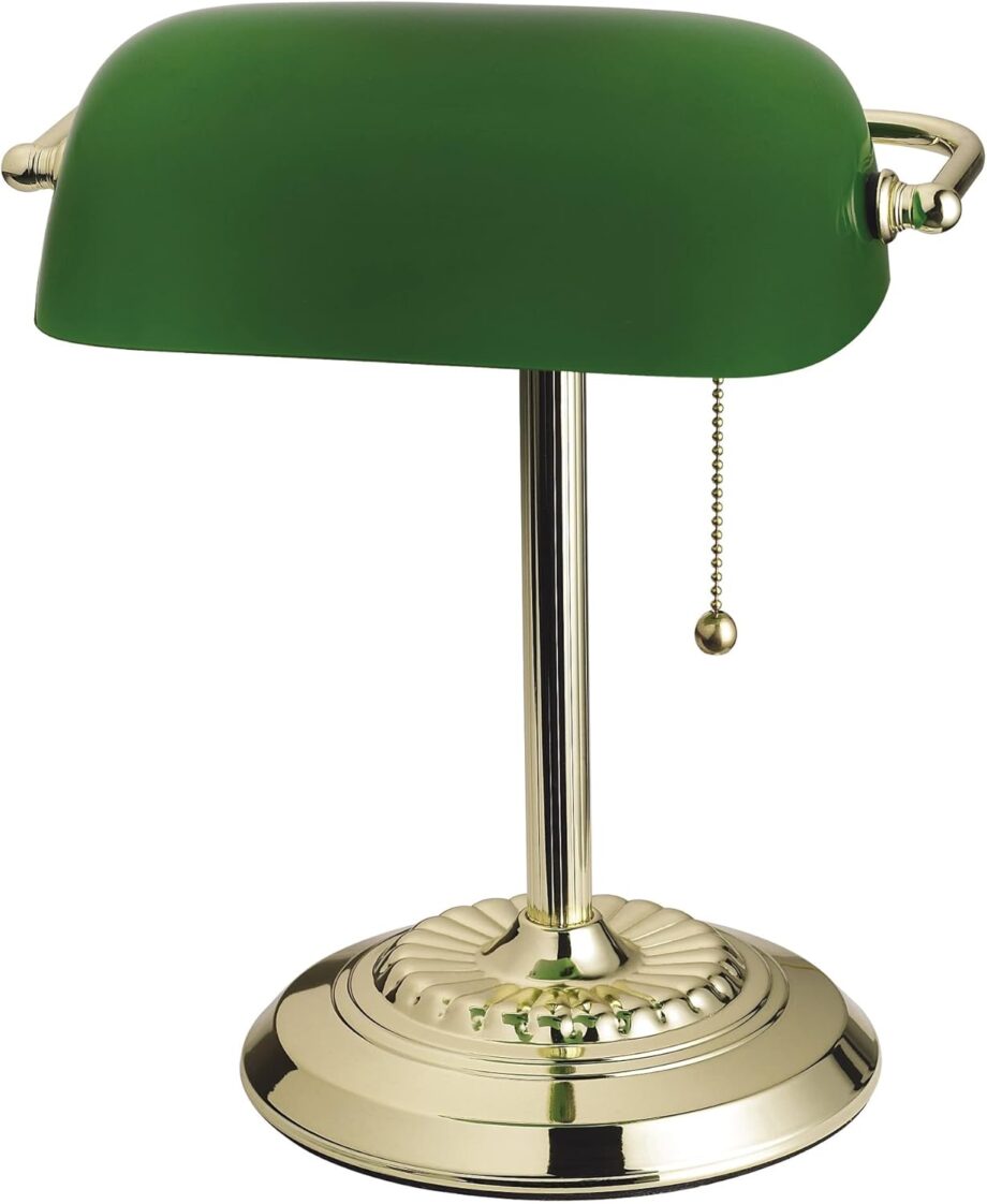 Traditional Desk Lamp, Green, Smart Home Capable for Home Office, Dorm, Apartment, Corded with Adjustable Lighting