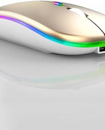 Wireless Bluetooth Mouse,LED Dual Mode Rechargeable Silent Slim Laptop Mouse,Portable(BT5.2+USB Receiver) Dual Mode Computer Mice,for Laptop,Desktop Computer,ipad Tablet,Phone,TV (Gold)