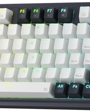 75% Wireless Gasket RGB Gaming Keyboard, 3-Modes 81 Keys Compact Mechanical Keyboard Hot-Swap Socket, Dedicated Knob Control and Sound Absorbing Pads, Linear Red Switch