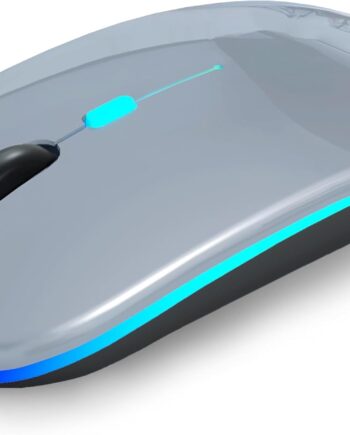 Wireless Bluetooth Mouse Rechargeable Laptop Mice with LED Use Portable(BT5.2 and USB 2.4G) Dual Mode Connection Silent Slim Computer Mouse for Laptop/iPad Tablet/Apple MacBook/PC(Grey)