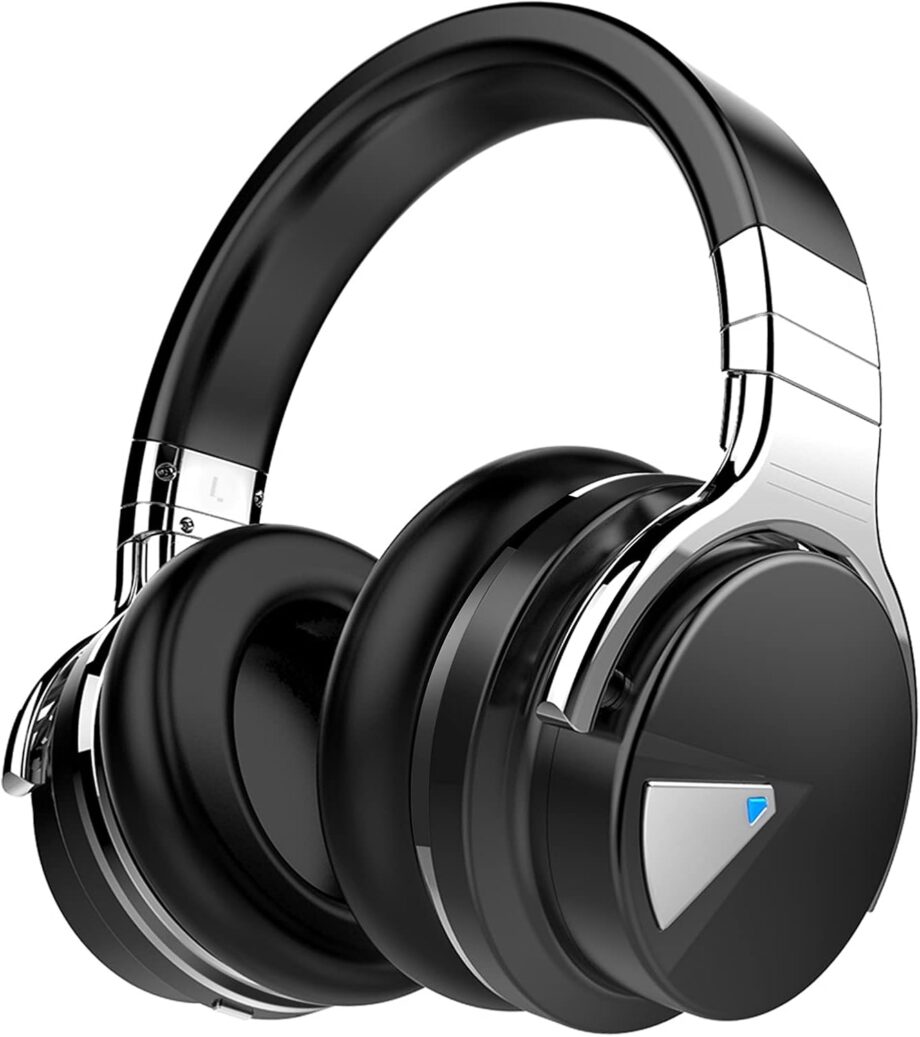 E7 Active Noise Cancelling Headphones Bluetooth Headphones with Microphone Deep Bass Wireless Headphones Over Ear, Comfortable Protein Earpads, 30 Hours Playtime for Travel/Work, Black