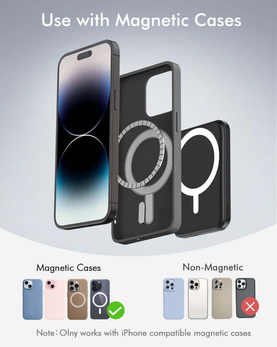Battery Pack, 5000mAh Magnetic Power Bank with Type-C Cable 20W PD Fast Charging Lighting Input Wireless Portable Charger for iPhone 16/15/14/13/12/ All Series-Black