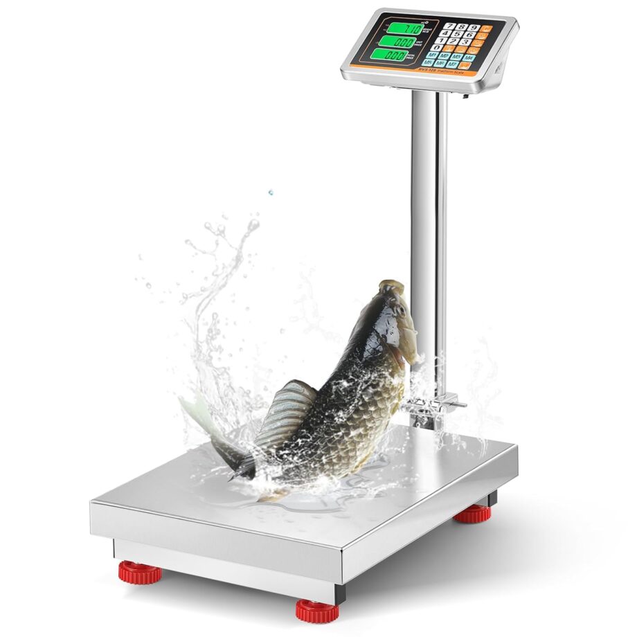 Digital Platform Scale with Stainless Steel Platform 660LBs Heavy Duty Warehouse Floor Scale for Weighing Packages, Luggage, Suitcases, Boxes (20.4” X 16.5“ Platform)